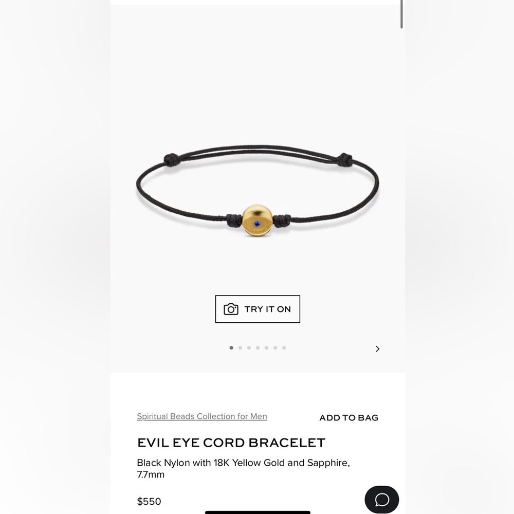 David Yurman Evil Eye Black Cord Bracelet